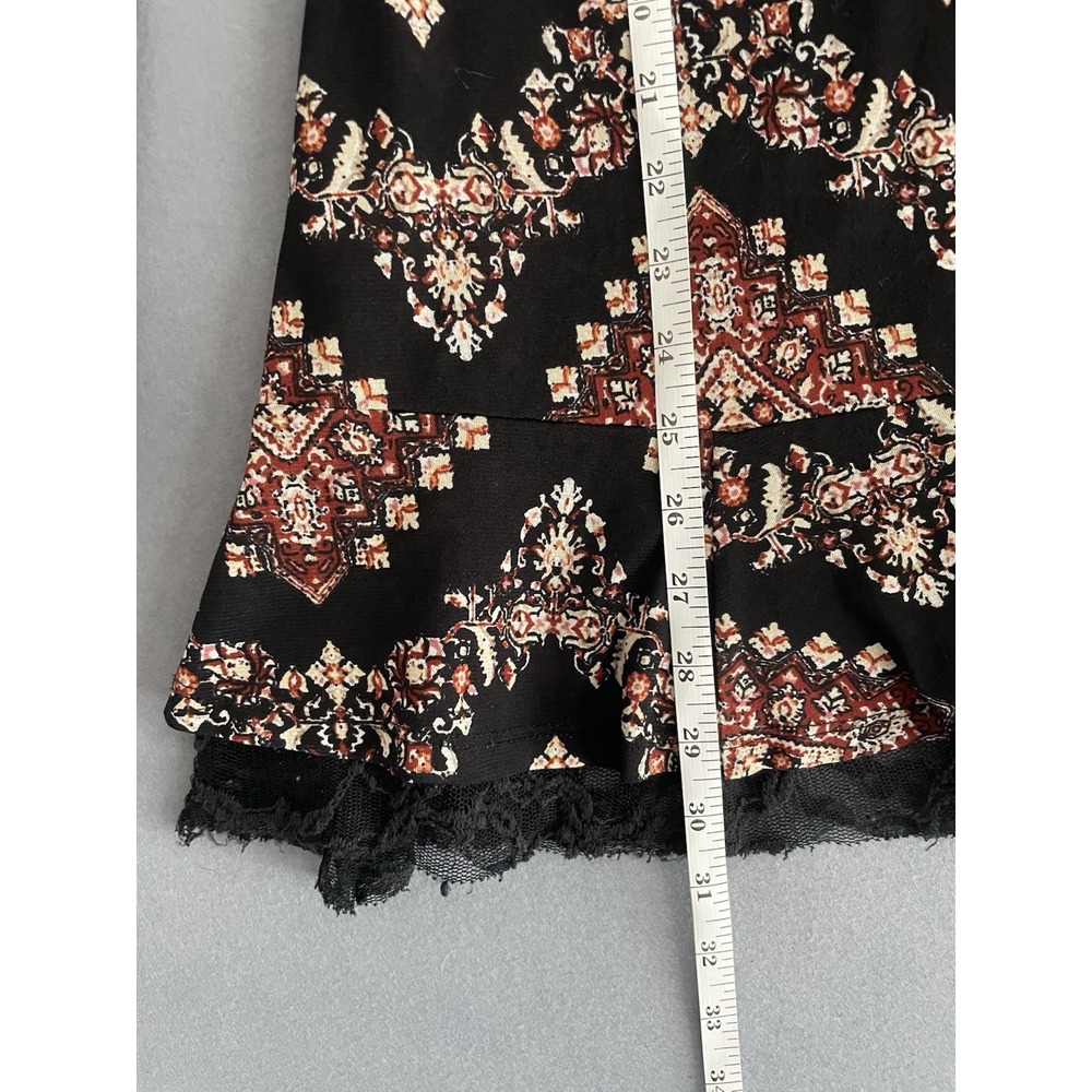 Style & Co Women M Bell Sleeve Tunic Top Fairy Grunge Black Lace Brown Boho Folk - Picture 13 of 16